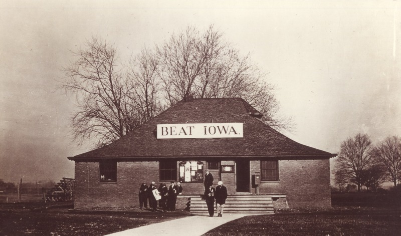 The Hub with Beat Iowa Sign