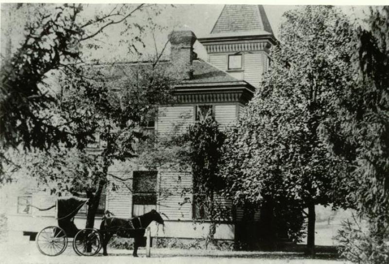 Horse Drawn Carriage Next to Sanitary Building