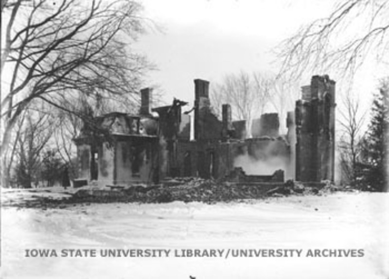 Remains of South Hall after the fire in 1912