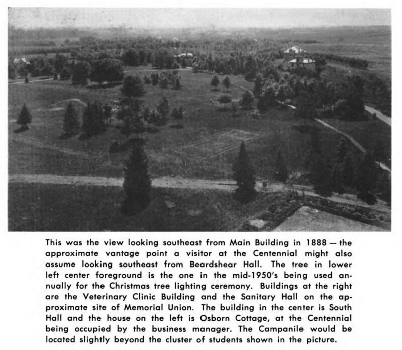 Approximate vantage point a visitor at the Centennial looking southeast from Bearshear Hall. 