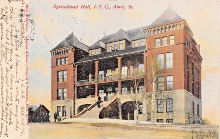 Agricultural Hall Iowa State College Longhran Bauer Postcard