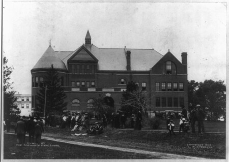 Crowd in front of Morrill Hall