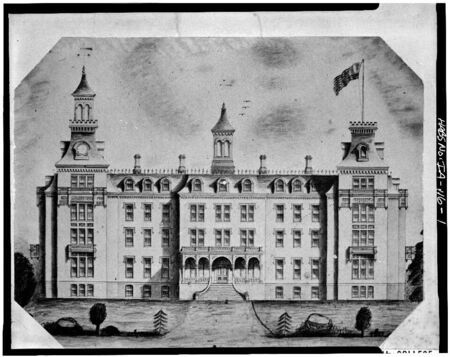 Front view drawing of Old Main 