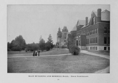 Main Building and Morrill Hall from Northeast. 