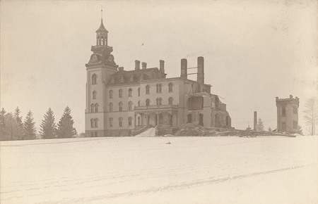 The remains of Old Main after the fire in 1900